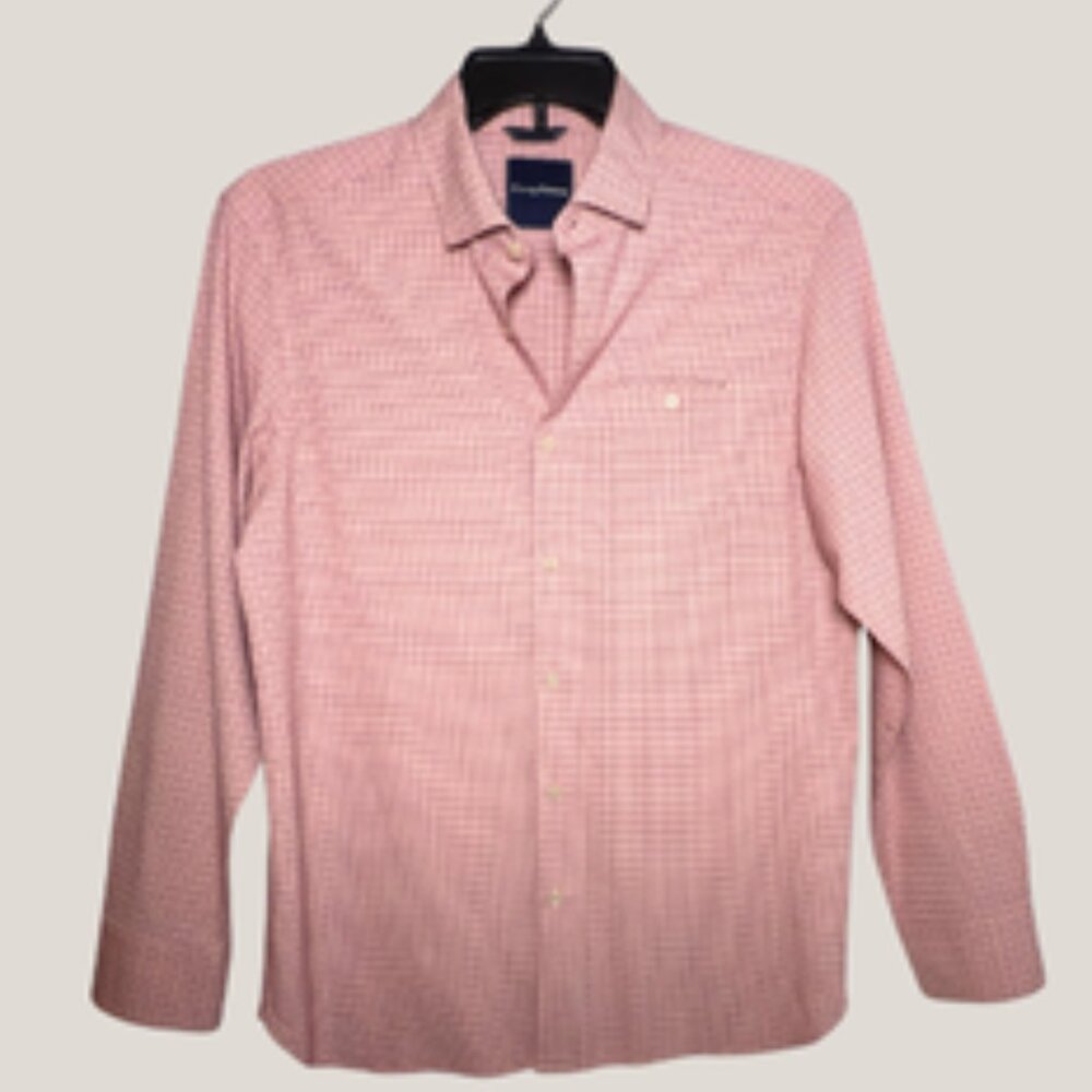 Tommy Bahama Men’s Pink Checkered Button-Down Shirt, Medium